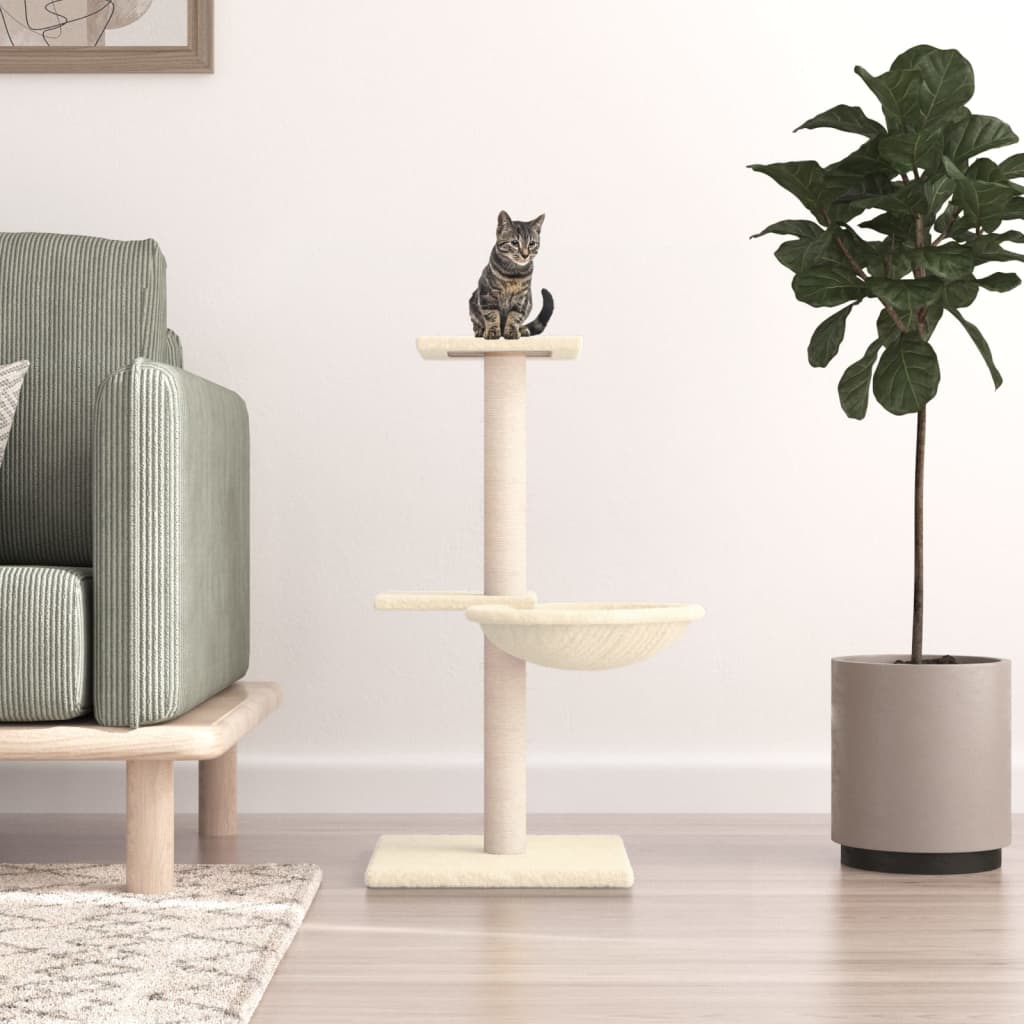 Cat tree with cream sisal scratching posts 72 cm