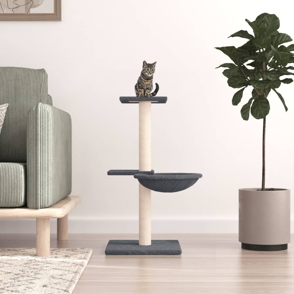 Arbre à chat avec griffoirs en sisal gris foncé 72 cm