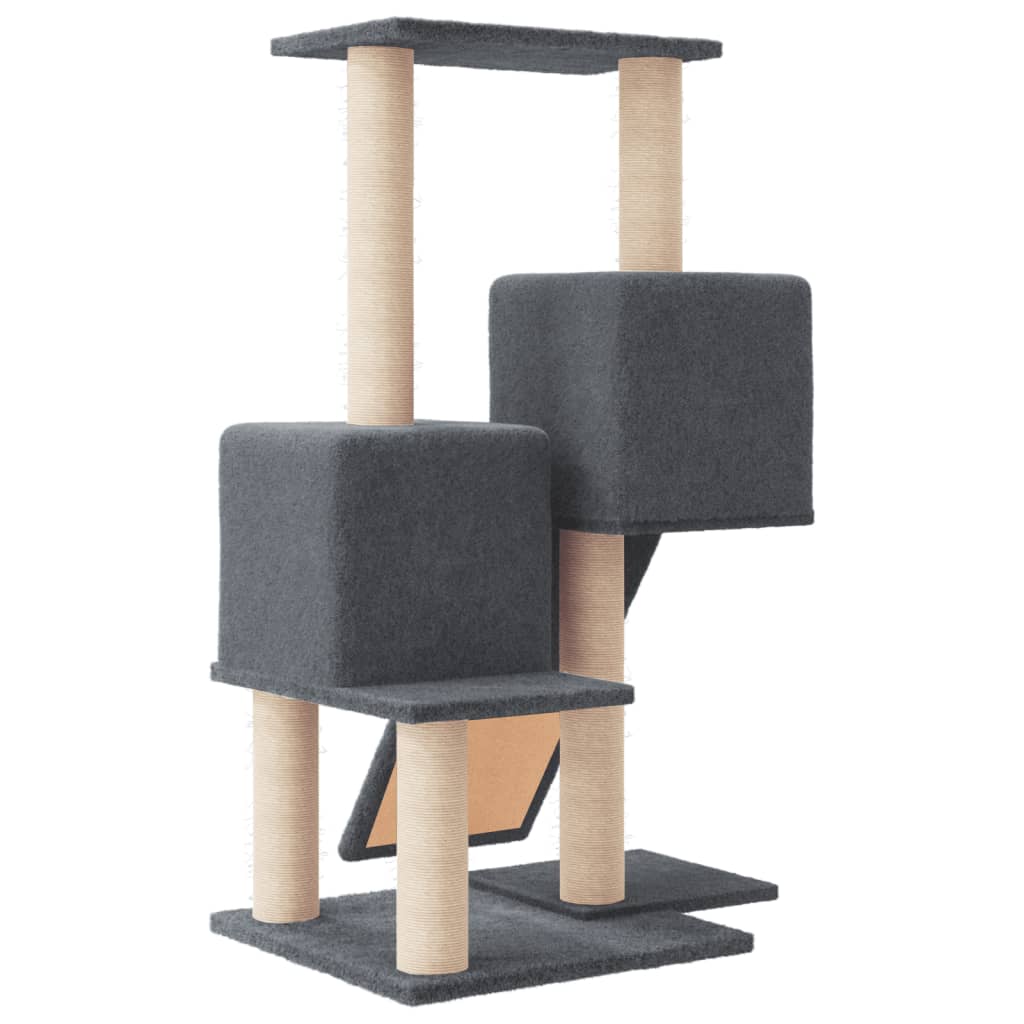 Arbre à chat avec griffoirs en sisal Gris foncé 82 cm