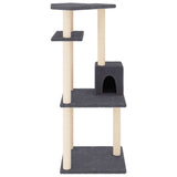 Arbre à chat avec griffoirs en sisal gris foncé 123 cm