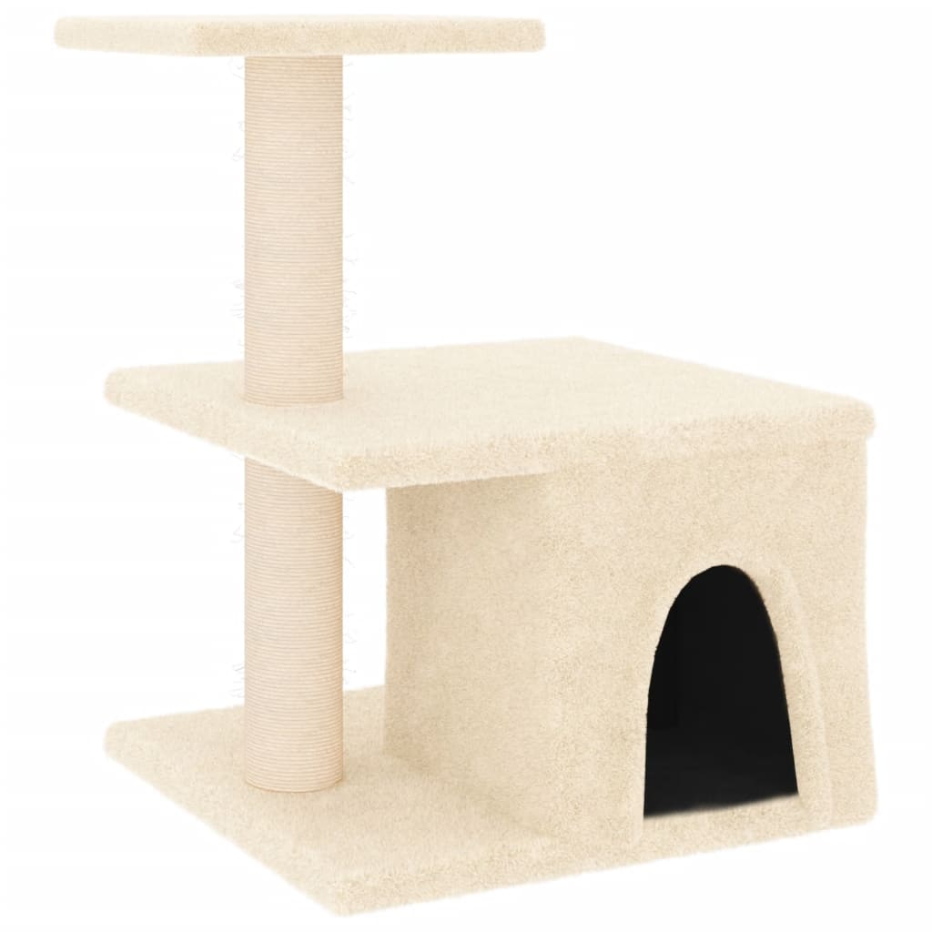 Arbre à chat avec griffoirs en sisal crème 48 cm