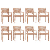 Chaises Batavia lot de 8 blanc bois de teck solide délavé