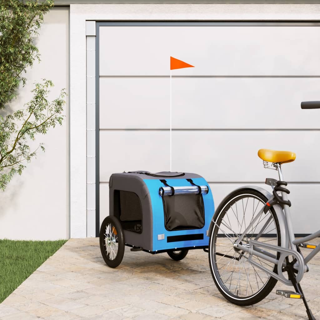 Remorque de vélo pour animaux de compagnie bleu et gris