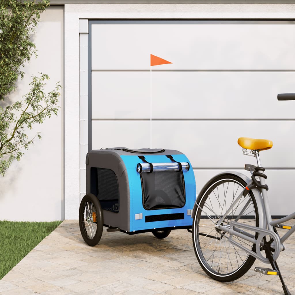 Remorque de vélo pour animaux de compagnie bleu et gris