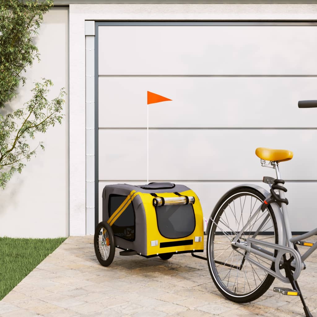 Remorque de vélo pour animaux de compagnie jaune et gris