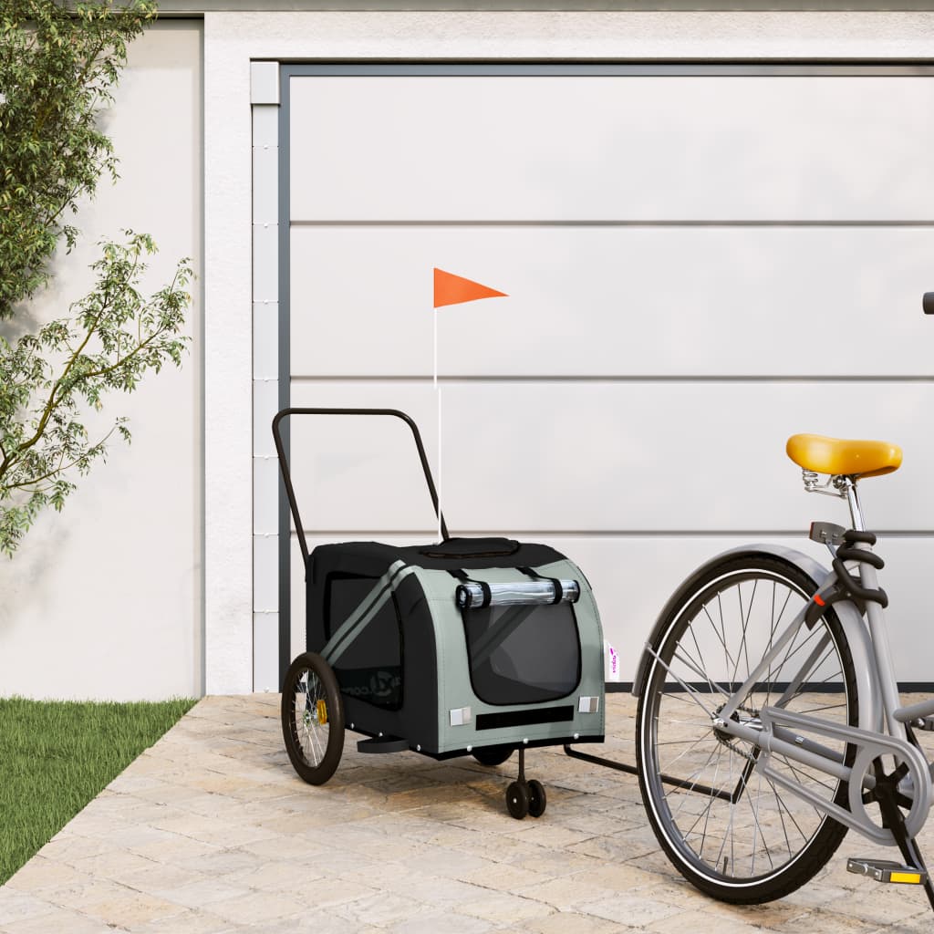 Grey and Black Pet Bike Trailer