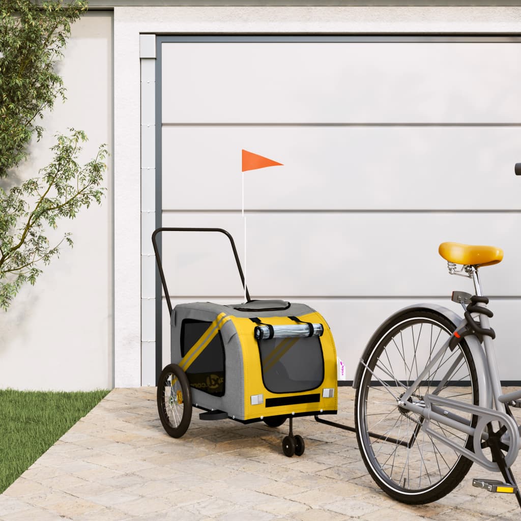 Remorque de vélo pour animaux de compagnie jaune et gris