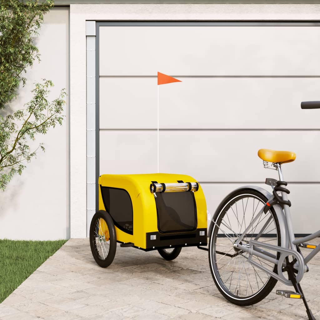 Remorque de vélo pour animaux de compagnie jaune et noir