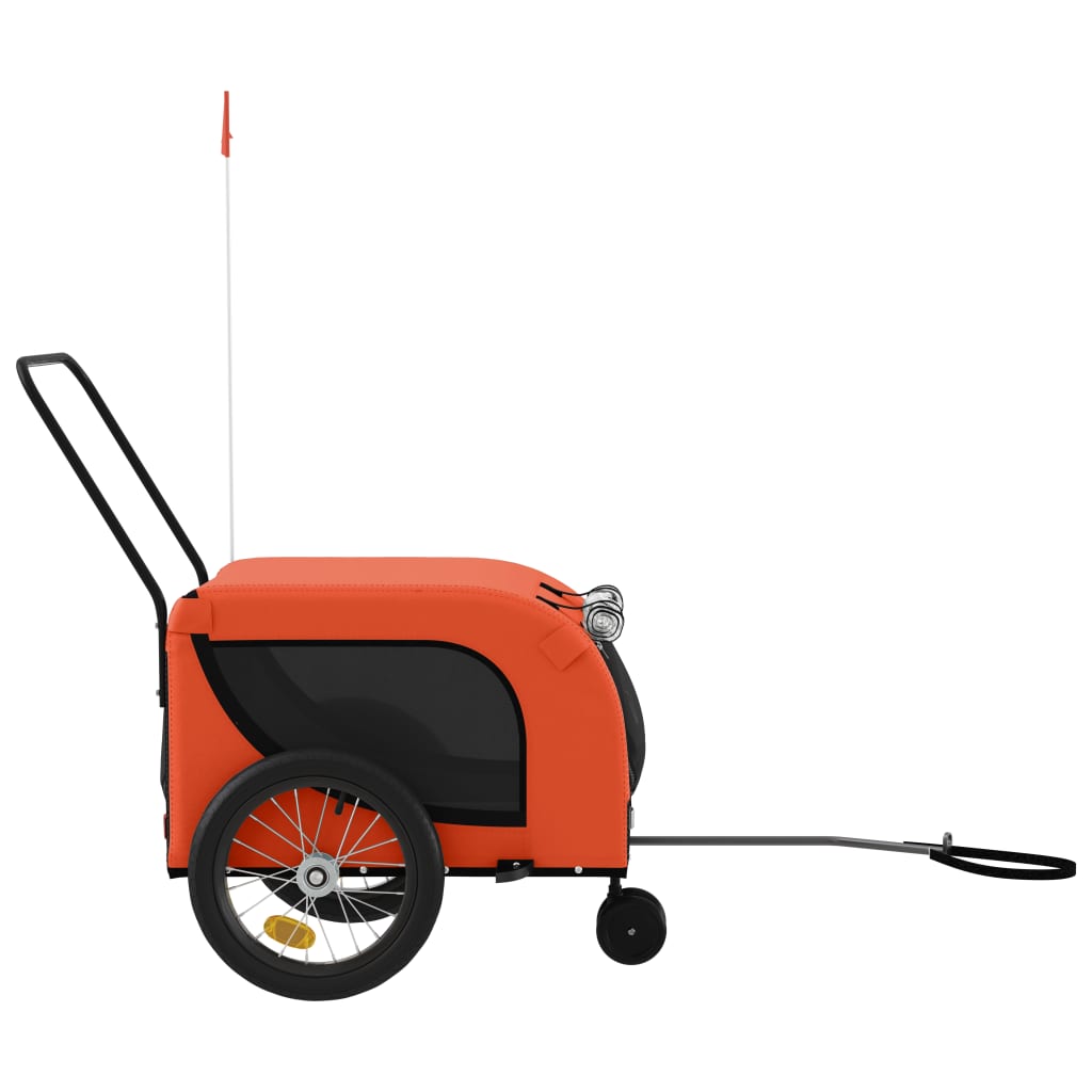 Remorque de vélo pour animaux de compagnie orange et noir