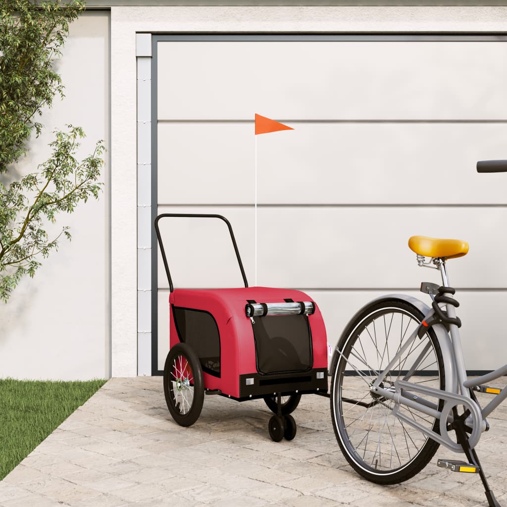 Remorque de vélo pour animaux de compagnie rouge et noir