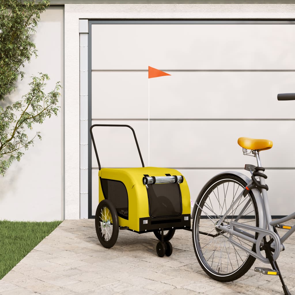 Remorque de vélo pour animaux de compagnie jaune et noir