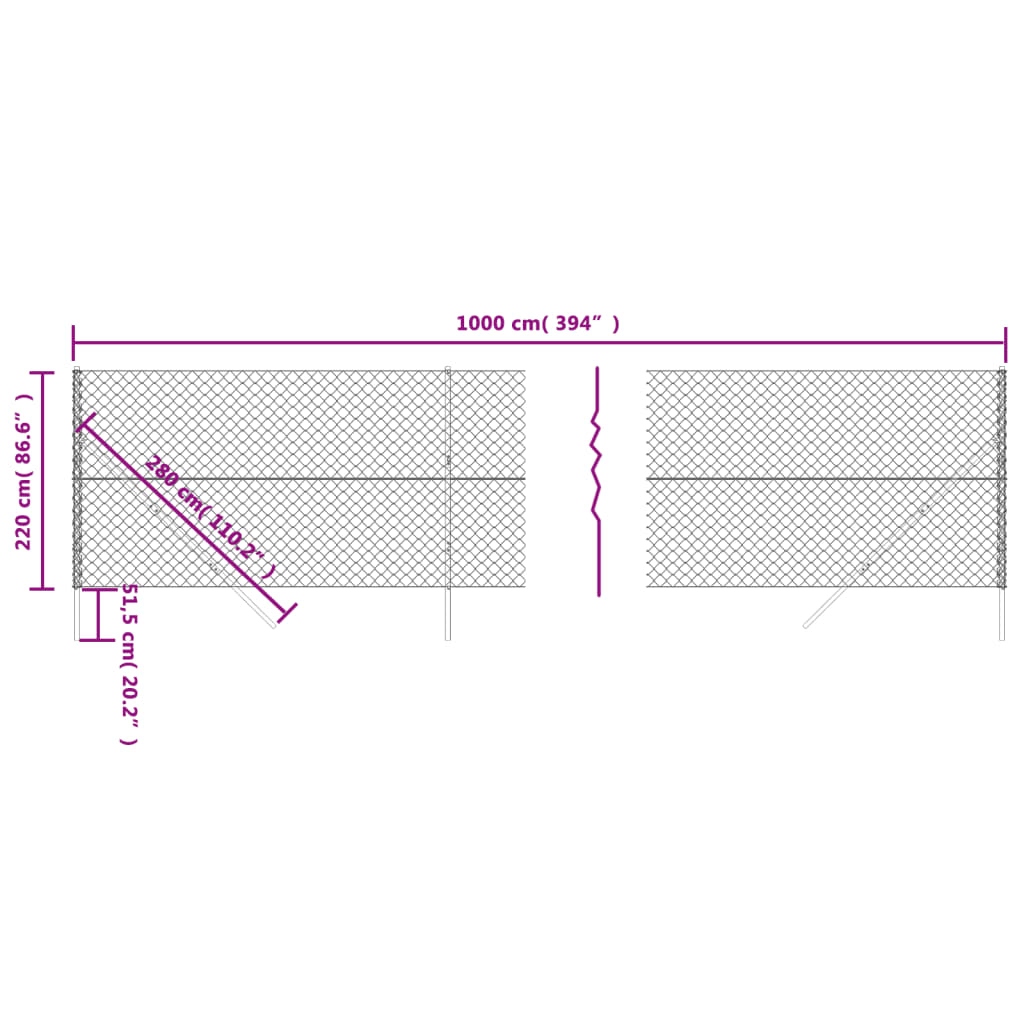 Grüner Maschendrahtzaun 2,2x10 m