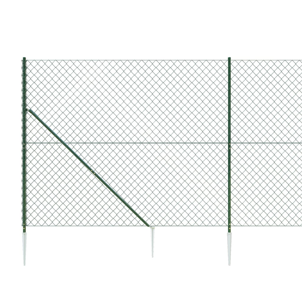 Clôture à mailles losangées avec piquet d'ancrage vert 2x10 m