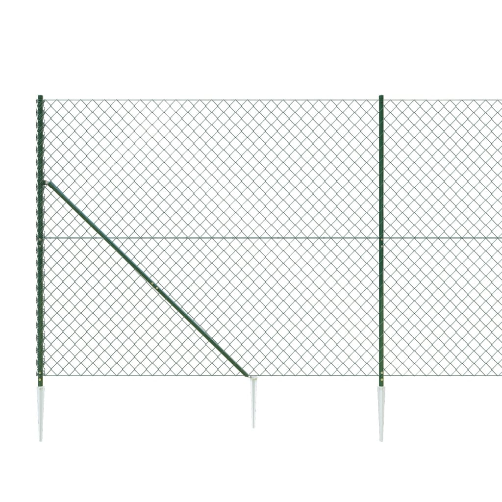 Clôture à mailles losangées avec piquet d'ancrage vert 1,4x25 m