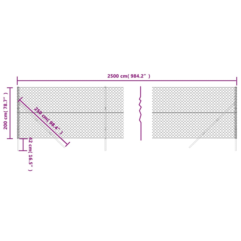 Clôture à mailles losangées anthracite 2x25 m