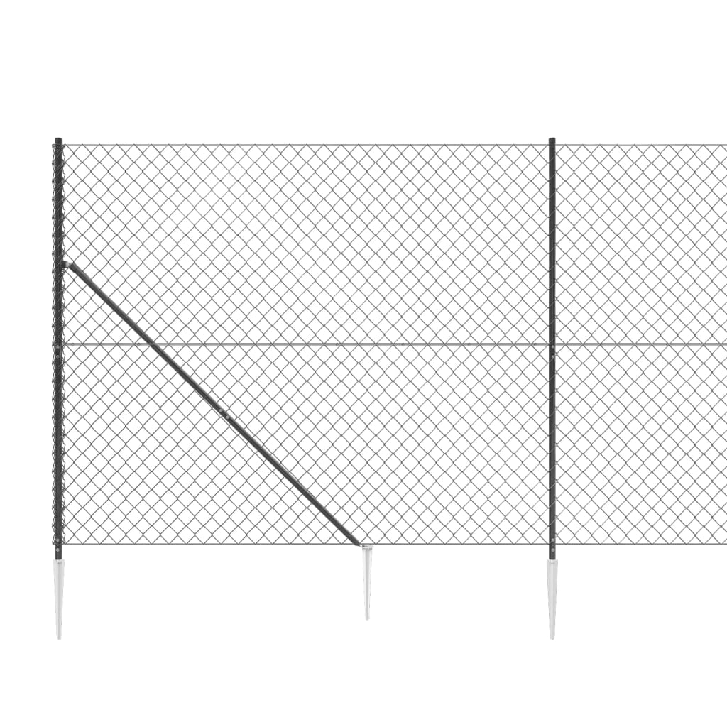 Clôture à mailles losangées avec ancrage anthracite 1,4x10 m