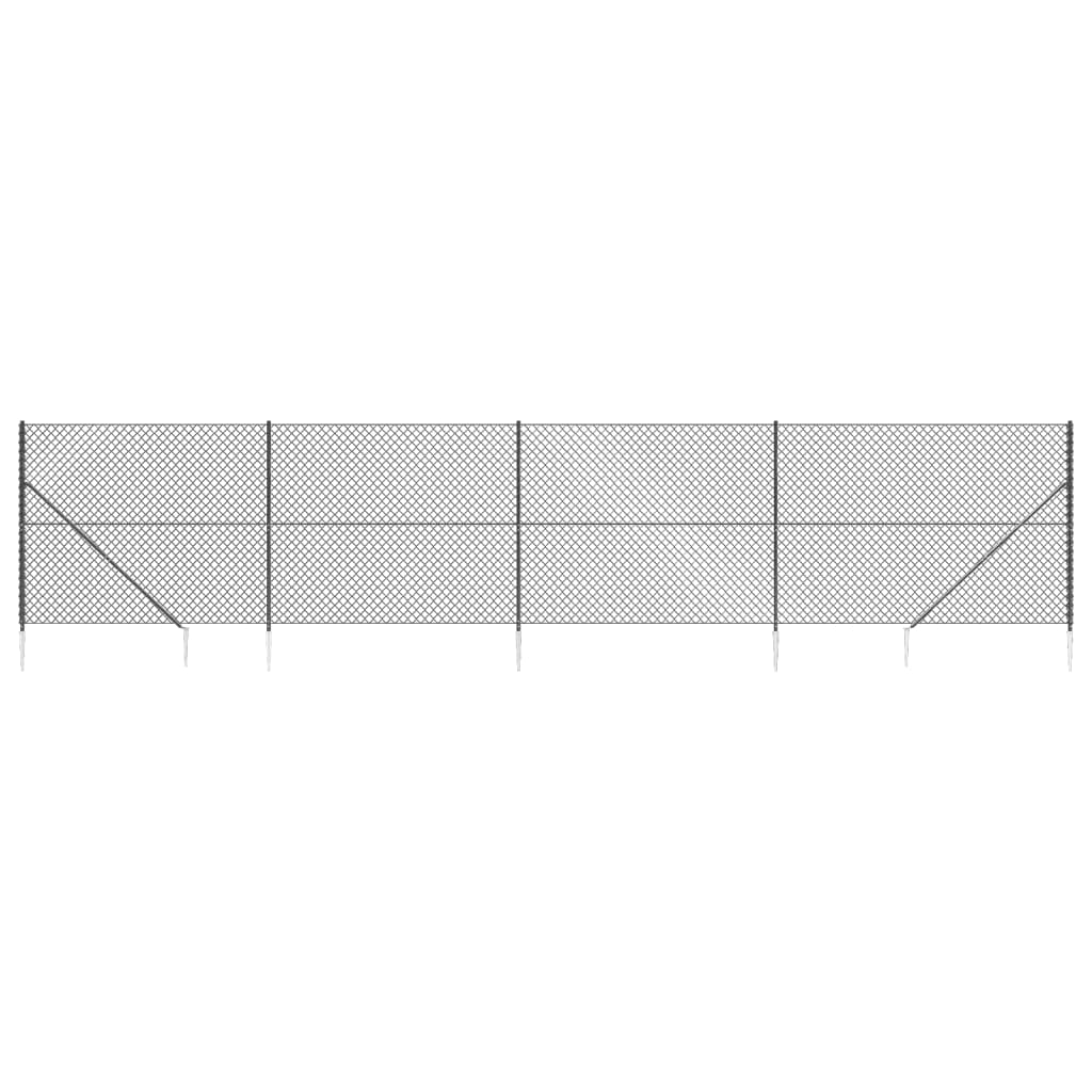 Maschendrahtzaun mit anthrazitfarbenem Anker 1,6x10 m