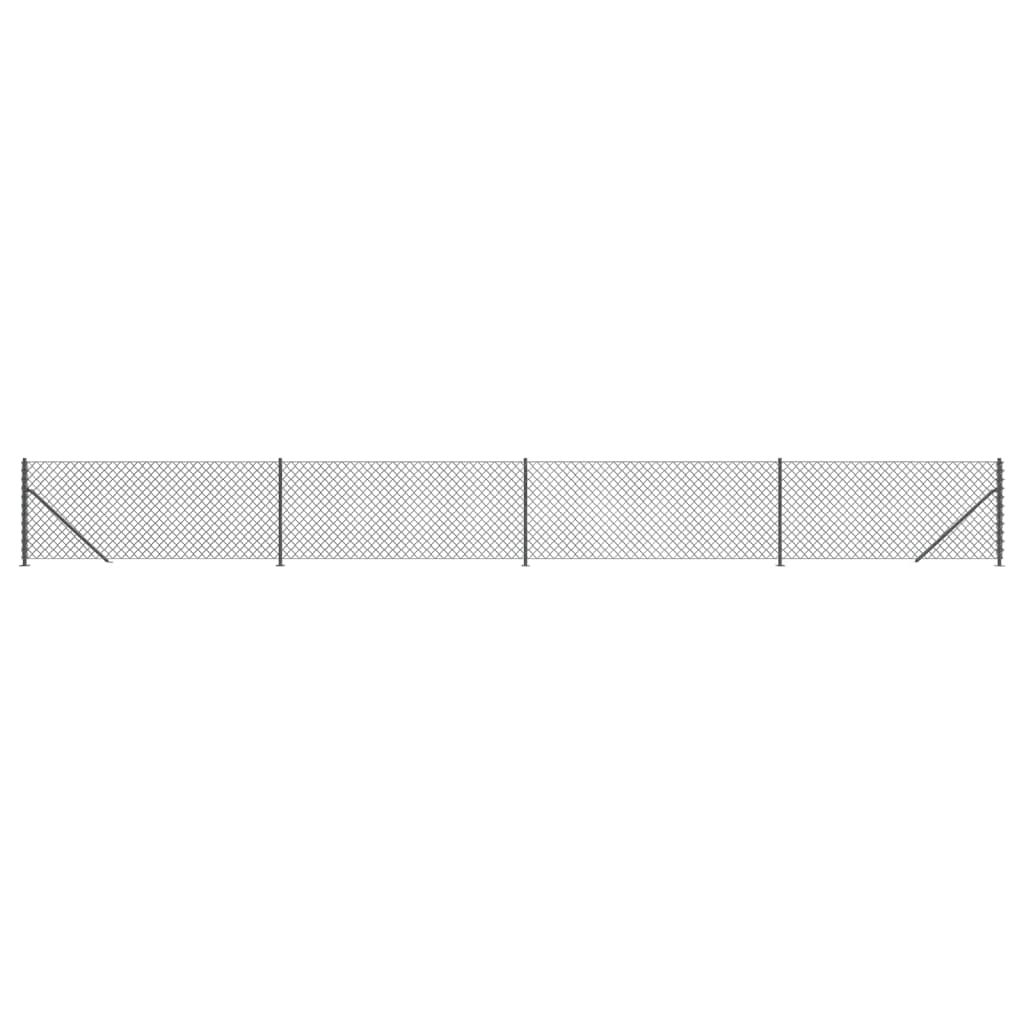 Maschendrahtzaun mit anthrazitfarbenem Flansch 0,8x10 m