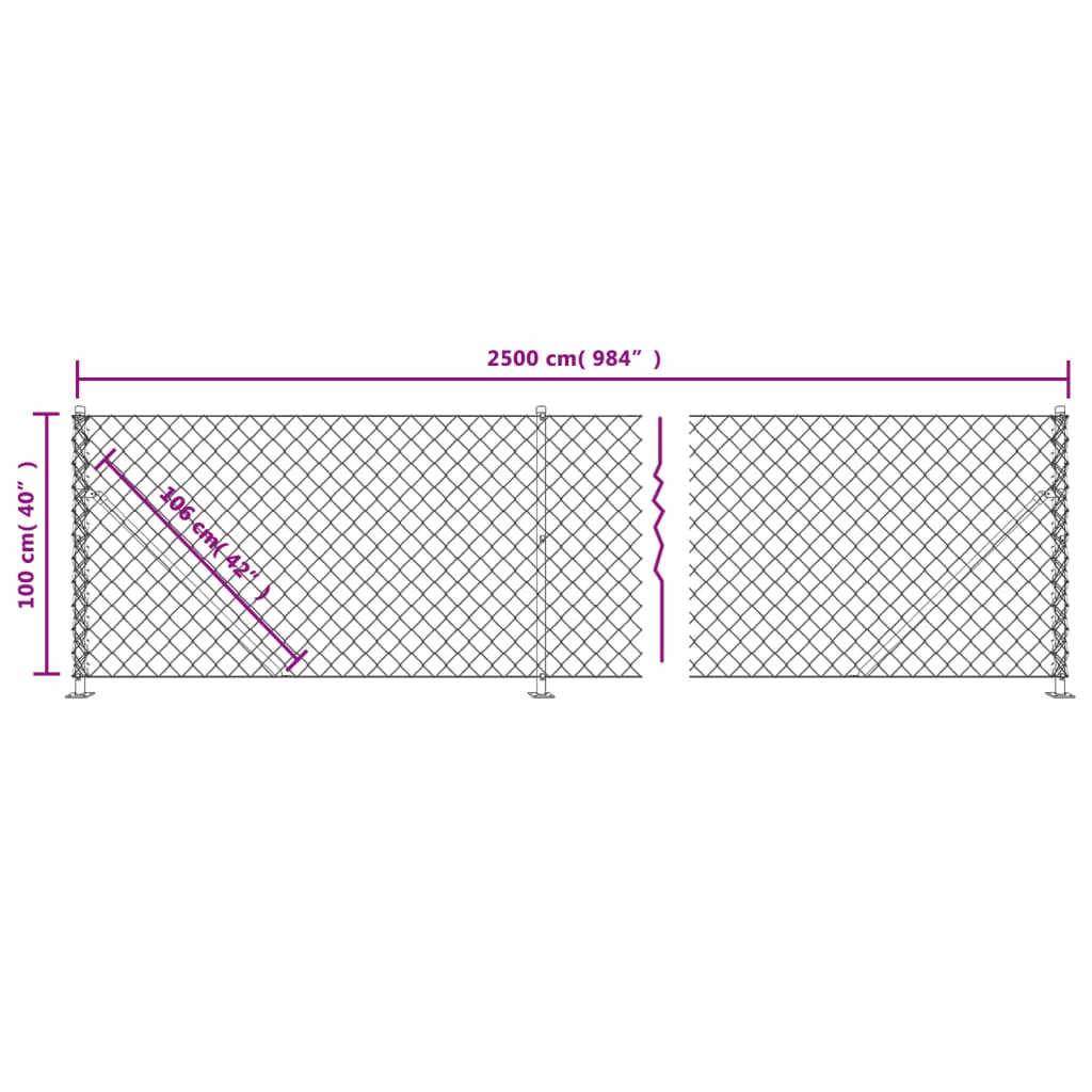 Clôture à mailles losangées avec bride anthracite 1x25 m