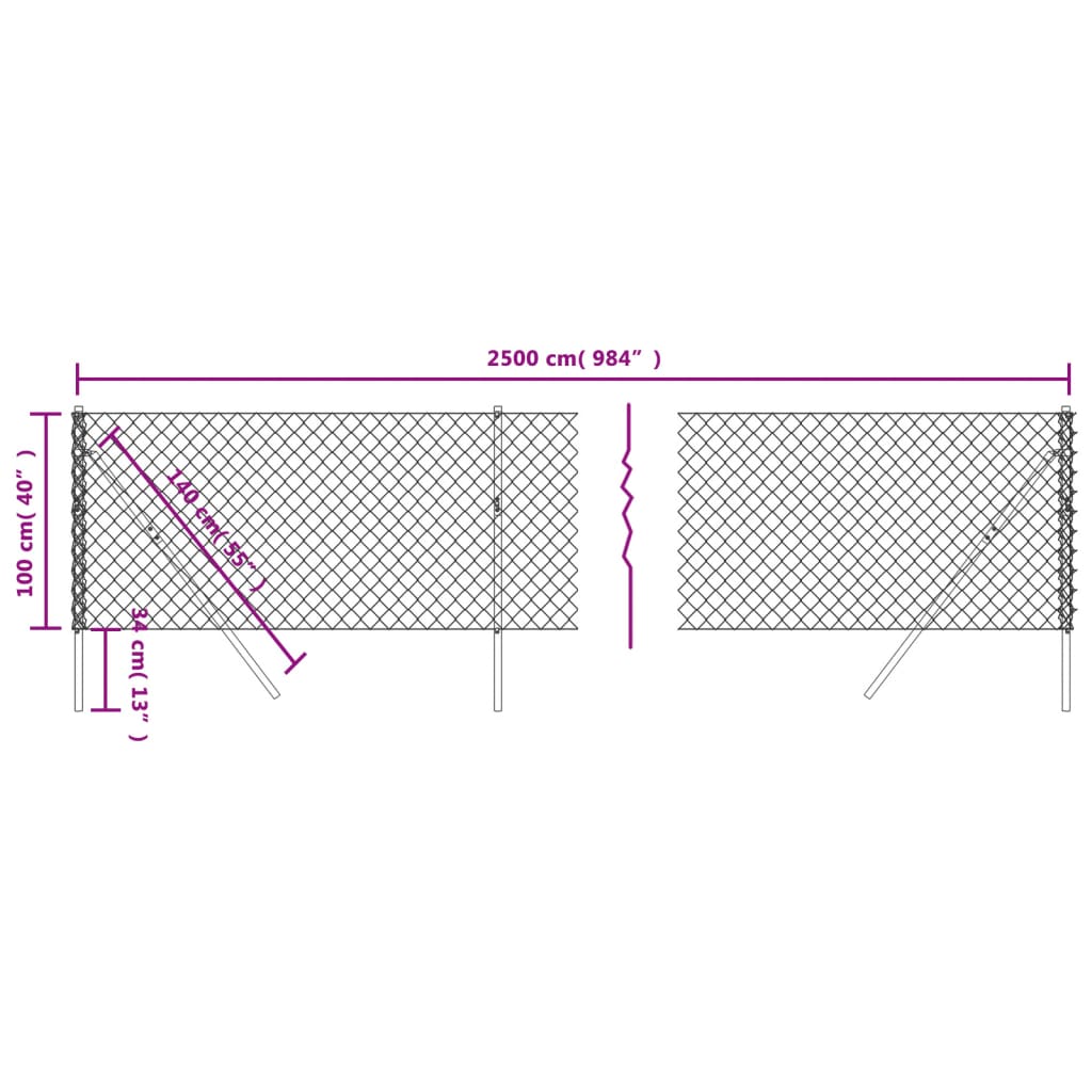 Silberner Maschendrahtzaun 1x25 m