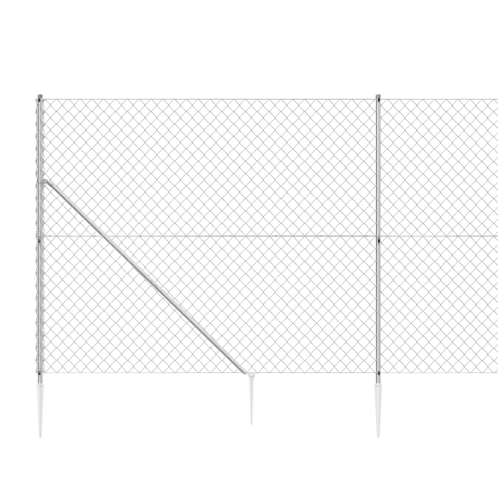 Clôture à mailles losangées avec ancrage argenté 1,4x10 m