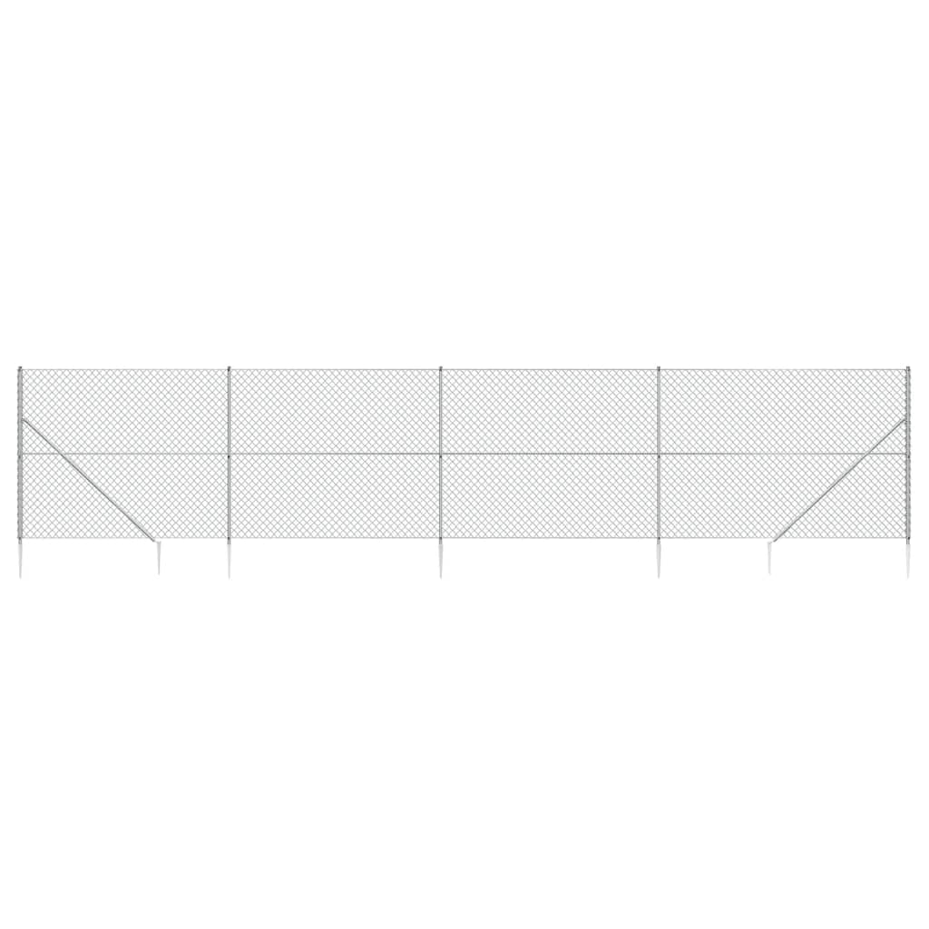 Maschendrahtzaun mit silbernem Anker 1,8x10 m