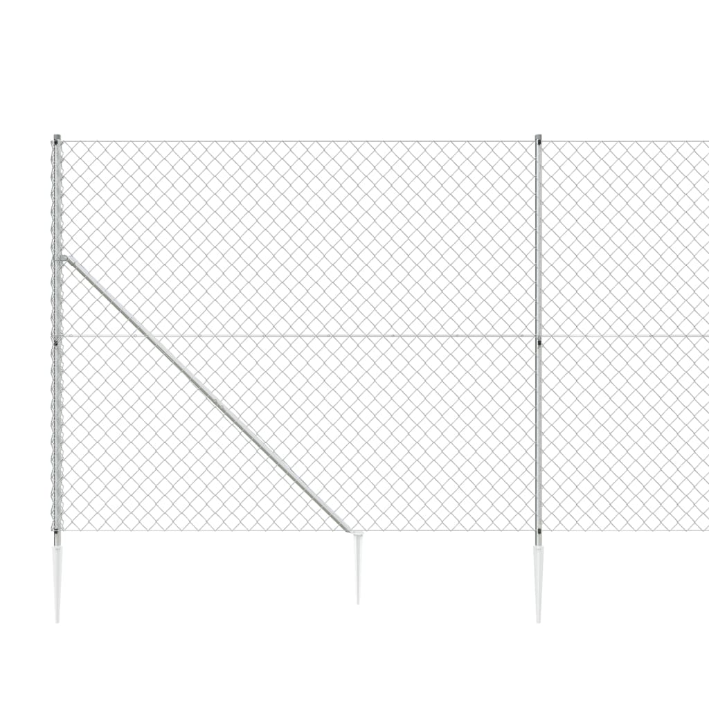 Clôture à mailles losangées avec ancrage argenté 1,6x25 m