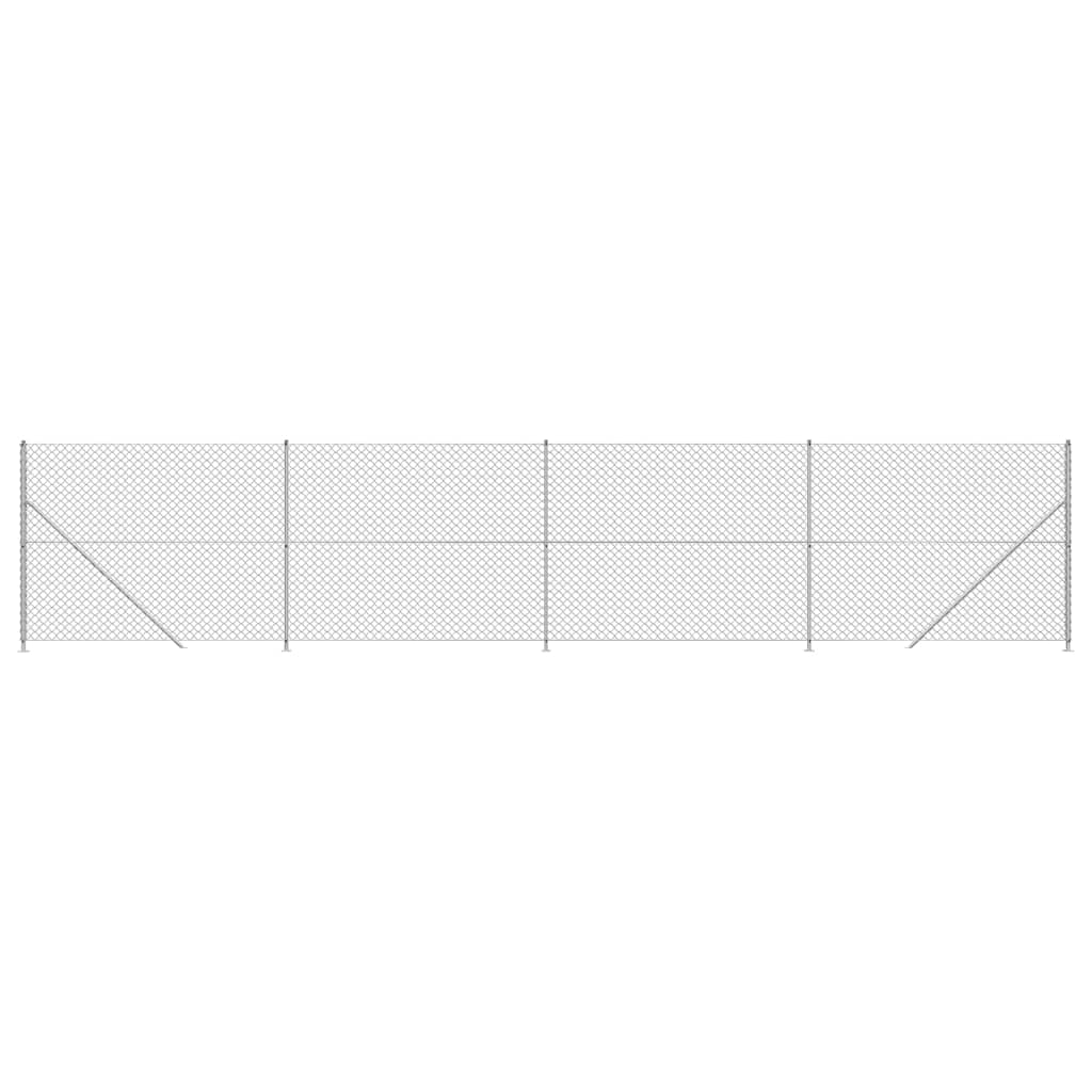 Maschendrahtzaun mit silbernem Flansch 1,6x10 m