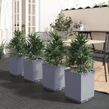 Jardinières 4 pcs bleu gris 30x30x37 cm polypropylène