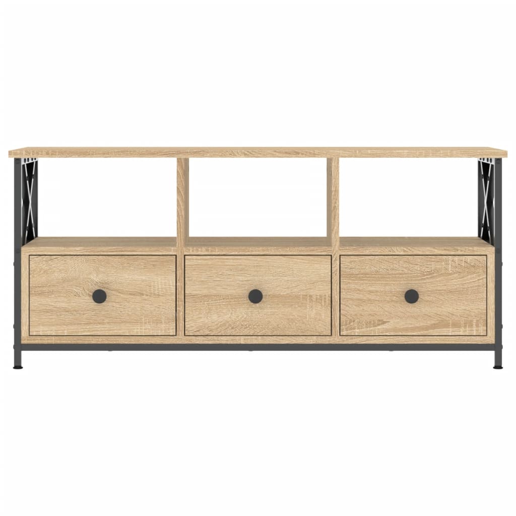 Meuble TV chêne sonoma 102x33x45 cm bois d'ingénierie et fer