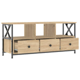 Meuble TV chêne sonoma 102x33x45 cm bois d'ingénierie et fer