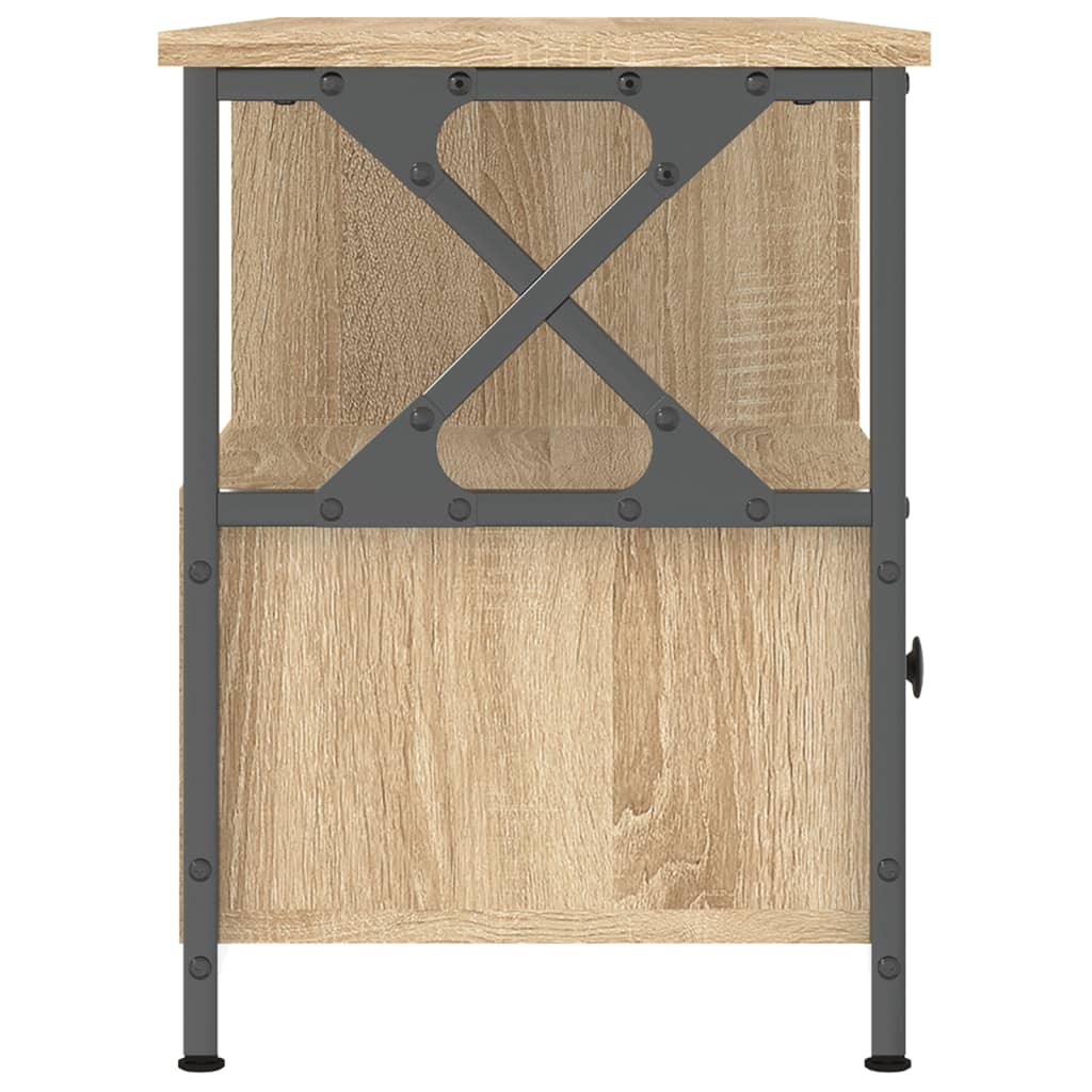 Meuble TV chêne sonoma 102x33x45 cm bois d'ingénierie et fer