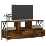 Meuble TV chêne fumé 102x33x45 cm bois d'ingénierie et fer