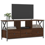 Meuble TV chêne marron 102x33x45 cm bois d'ingénierie et fer