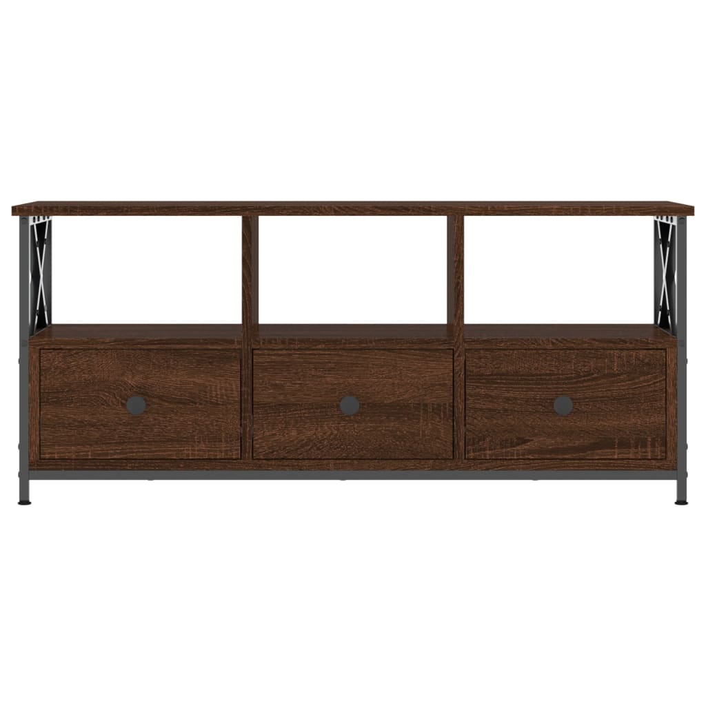 Meuble TV chêne marron 102x33x45 cm bois d'ingénierie et fer