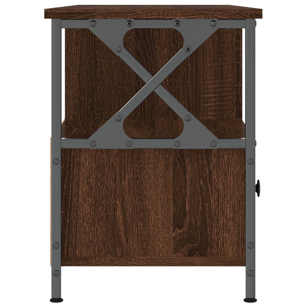 Meuble TV chêne marron 102x33x45 cm bois d'ingénierie et fer