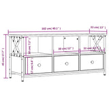 Meuble TV chêne marron 102x33x45 cm bois d'ingénierie et fer