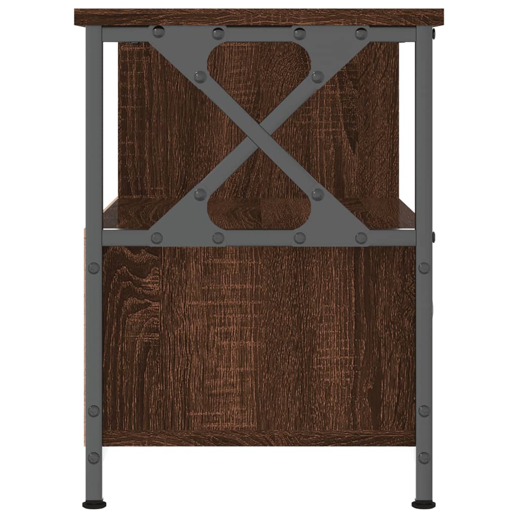 Meuble TV chêne marron 90x33x45 cm bois d'ingénierie et fer