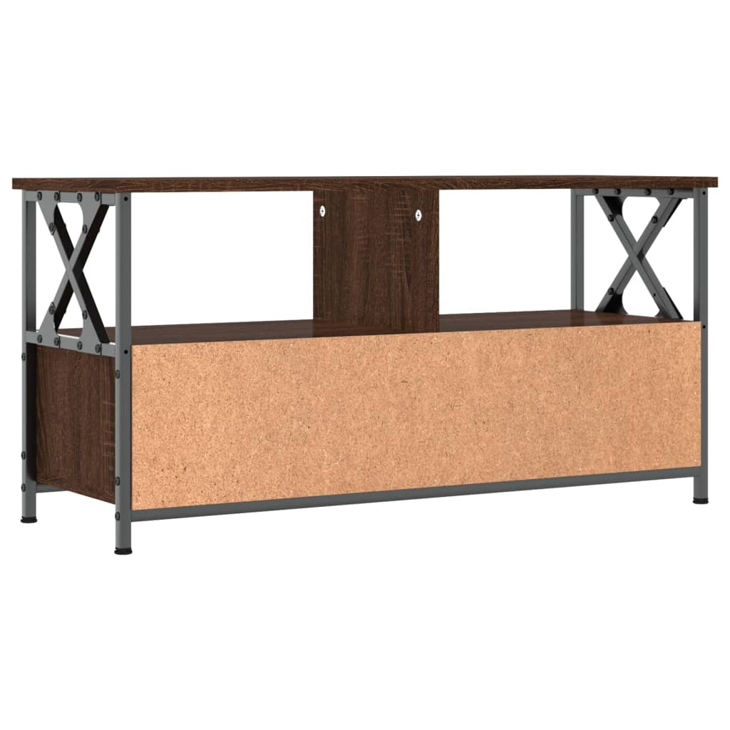 Meuble TV chêne marron 90x33x45 cm bois d'ingénierie et fer