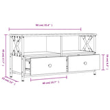 Meuble TV chêne marron 90x33x45 cm bois d'ingénierie et fer