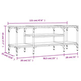 Meuble TV chêne sonoma 121x35x45 cm bois d'ingénierie et fer