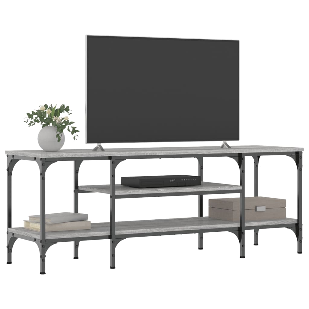 Meuble TV sonoma gris 121x35x45 cm bois d'ingénierie et fer