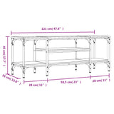 Meuble TV sonoma gris 121x35x45 cm bois d'ingénierie et fer