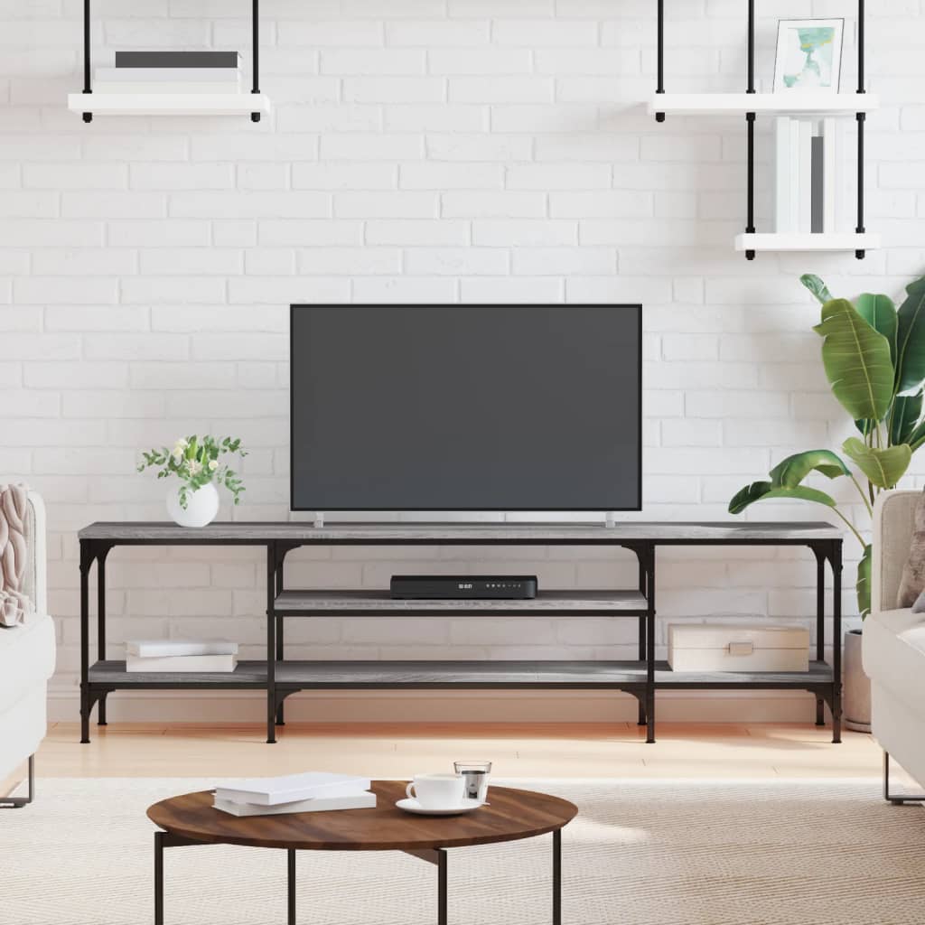 Sonoma gray TV cabinet 161x35x45 cm engineered wood and iron