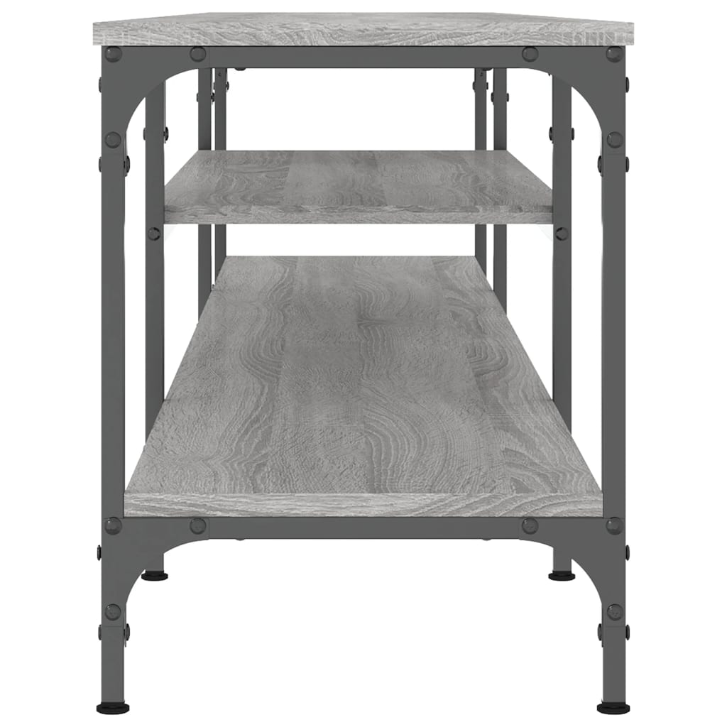 Meuble TV sonoma gris 201x35x45 cm bois d'ingénierie et fer