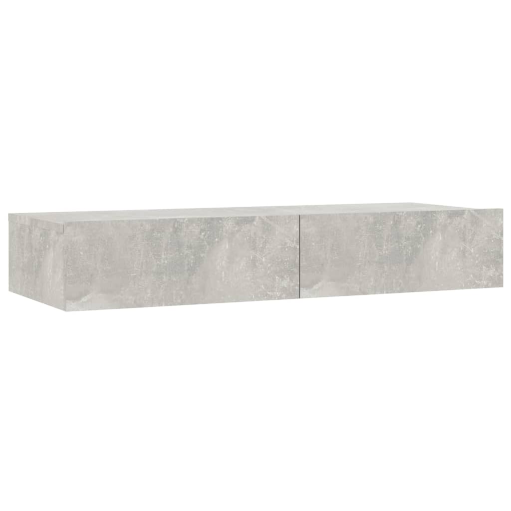 Meuble TV avec lumières LED Gris béton 90x35x15,5 cm