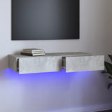 Meuble TV avec lumières LED Gris béton 90x35x15,5 cm