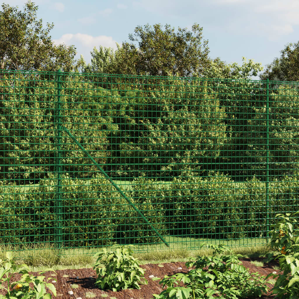 Grüner Maschendrahtzaun 2x25 m aus verzinktem Stahl