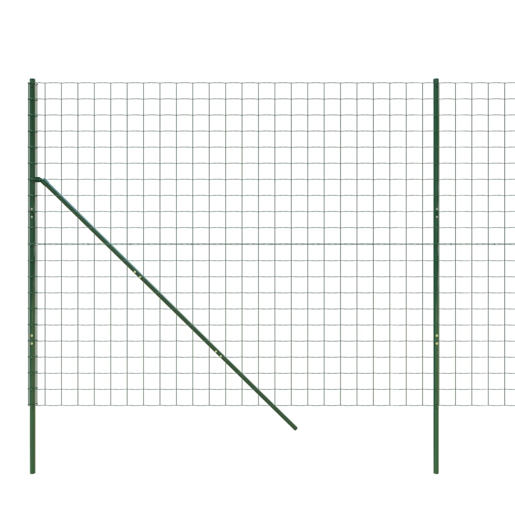 Grüner Maschendrahtzaun 2x10 m aus verzinktem Stahl