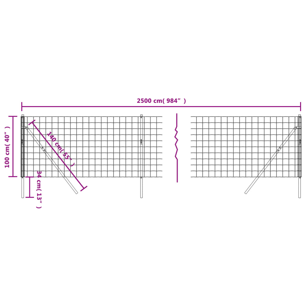 Grüner Maschendrahtzaun 1x25 m aus verzinktem Stahl